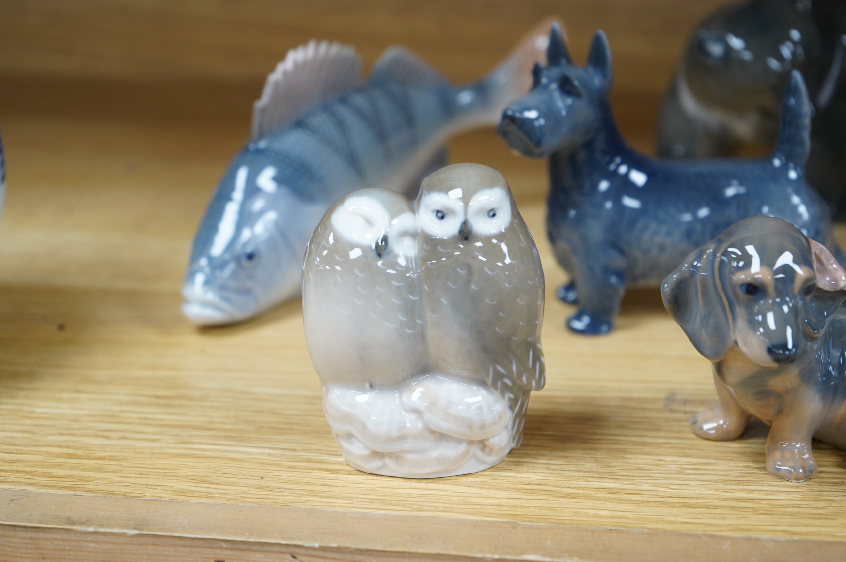 A group of seven Royal Copenhagen animals, tallest 18cm